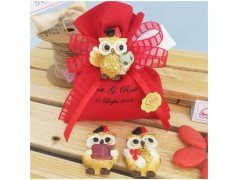 Bomboniera laurea sacchettino personalizzato con gufo magnete
