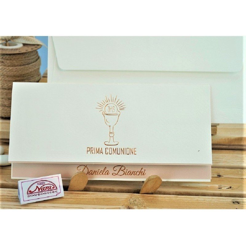 Invito per comunione con calice oro