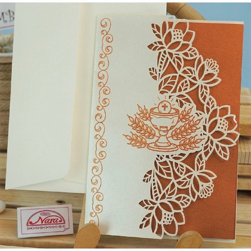 Partecipazioni per comunione con calice e spighe