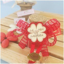 Barattolino in vetro con quadrifoglio per laurea