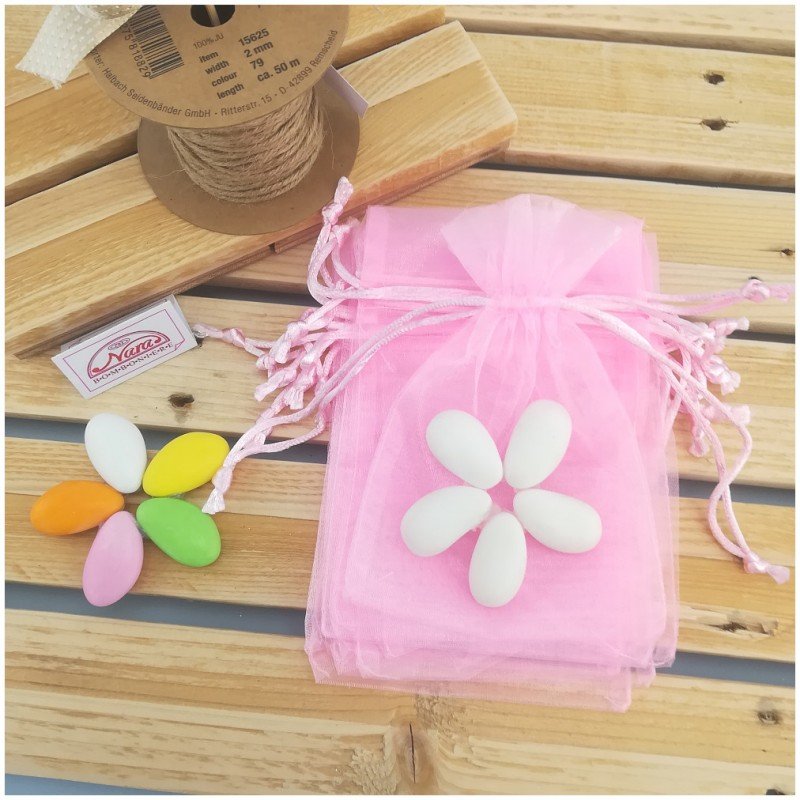 Sacchettini bomboniera organza rosa