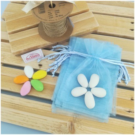 Sacchettini per confettata organza azzurri