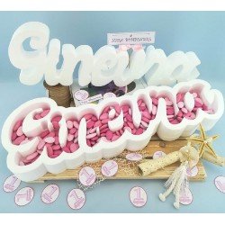 Nomi portaconfetti in polistirolo con confetti Rosa