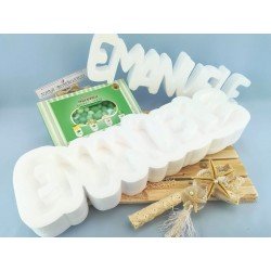 Scritta in polistirolo portaconfetti con confetti Verdi panorama