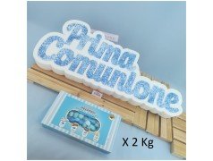 Scritta portaconfetti in polistirolo Prima Comunione panorama