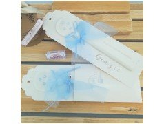 Segnaposto matita con nastro azzurro