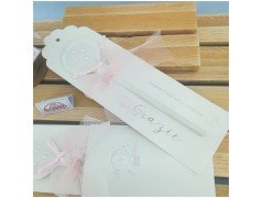 Segnaposto matita con Mongolfiera e nastro rosa