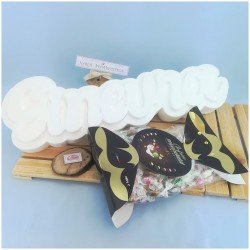 Scritta portaconfetti con confetti incartati mix Twist