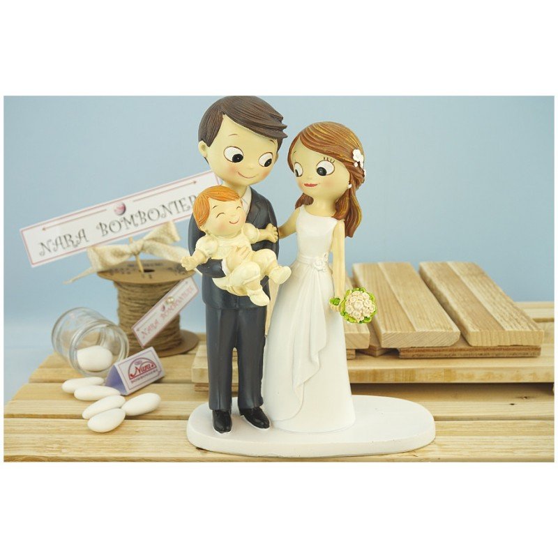Topper Cake sposi con neonato