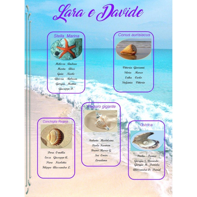 Tableau mariage tema conchiglie