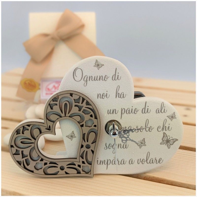 Orologio bomboniera a forma di cuore