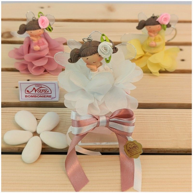 Fatine con abiti di petali portachiavi bomboniere