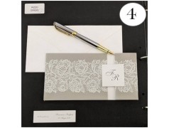 partecipazione pizzo grigio Collezione Claraluna Bomboniere