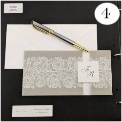 partecipazione pizzo grigio Collezione Claraluna Bomboniere