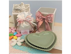 Claraluna Bomboniere set 2 Cuori verde macha