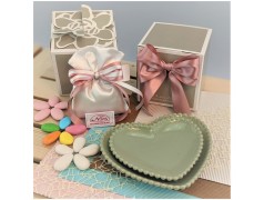 Claraluna Bomboniere set 2 Cuori verde macha