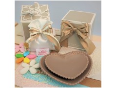 Bomboniere Claraluna set 2 Cuori tortora