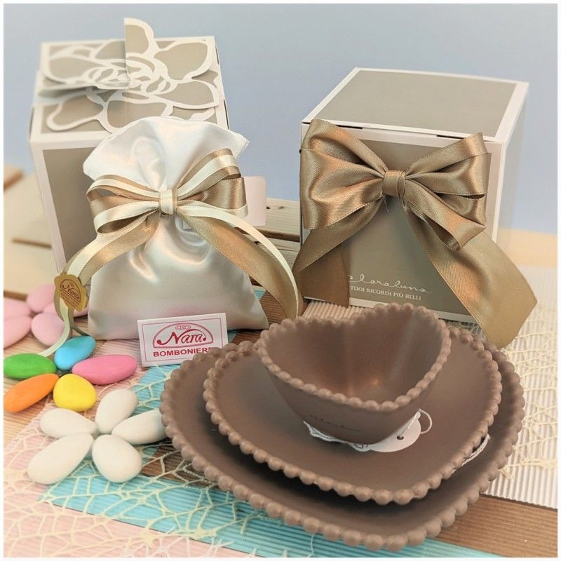 Bomboniere Claraluna set 3 piattini Cuore