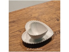 Ciotola e Piattino cuore Claraluna Bomboniere bianco