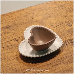 Ciotola e Piattino cuore Claraluna Bomboniere bianco