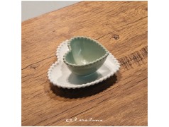 Ciotola e Piattino cuore Claraluna Bomboniere bianco