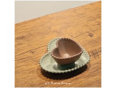 Ciotola e Piattino Cuore Claraluna Bomboniere Verde macha