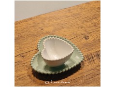 Ciotola e Piattino Cuore Claraluna Bomboniere Verde macha