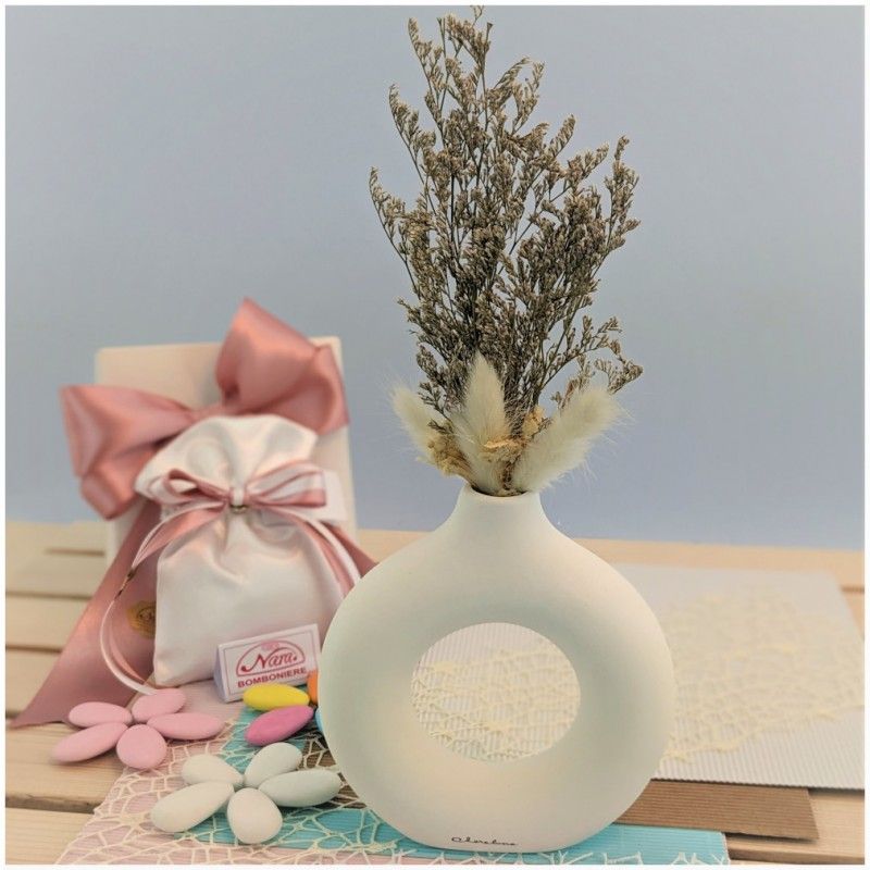 Bomboniere Claraluna Vaso piccolo con Pampas