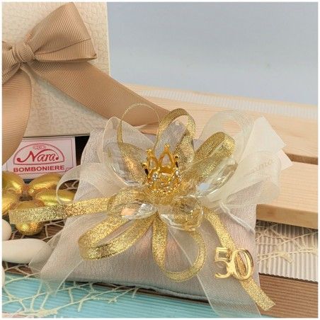 Bomboniere nozze oro cuscino piccolo con 50