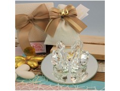 Bomboniera per nozze d'oro cigno in Cristallo