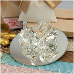 Bomboniera per nozze d'oro cigno in Cristallo