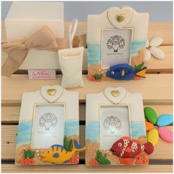 Bomboniere tema mare Portafoto con pesciolino rosso blu e giallo