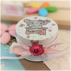Bomboniere Battesimo Scatoline Elefante Rosa
