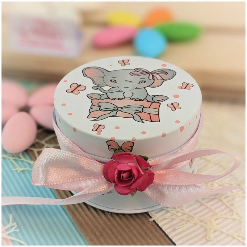 Bomboniere Battesimo Scatoline Elefante Rosa