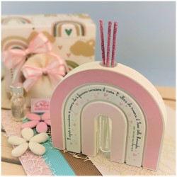 Bomboniera Battesimo Claraluna arcobaleno rosa grande