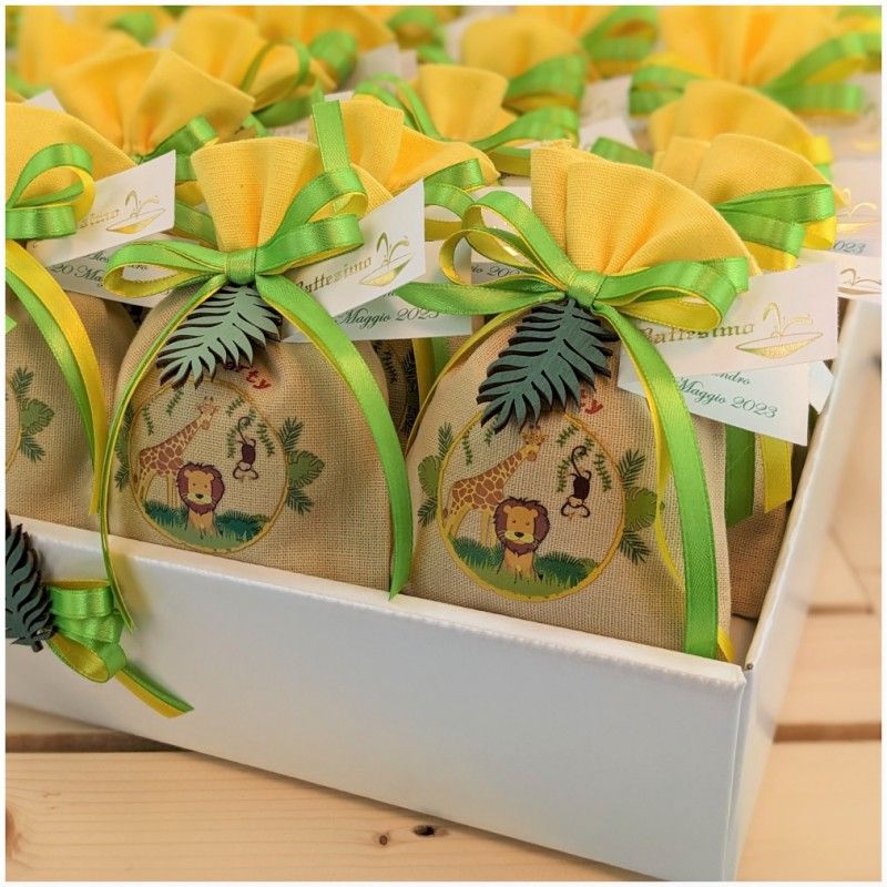 Bomboniere tema giungla Sacchettino portaconfetti