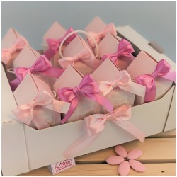 Scatolina portaconfetti a forma di Casetta con orsacchiotto rosa