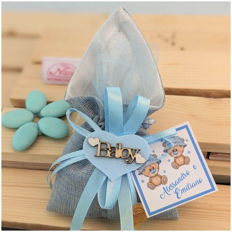 Sacchettino portaconfetti gemelli maschio maschio