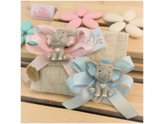 Bomboniere per Battesimo Gemelli calamite elefantin