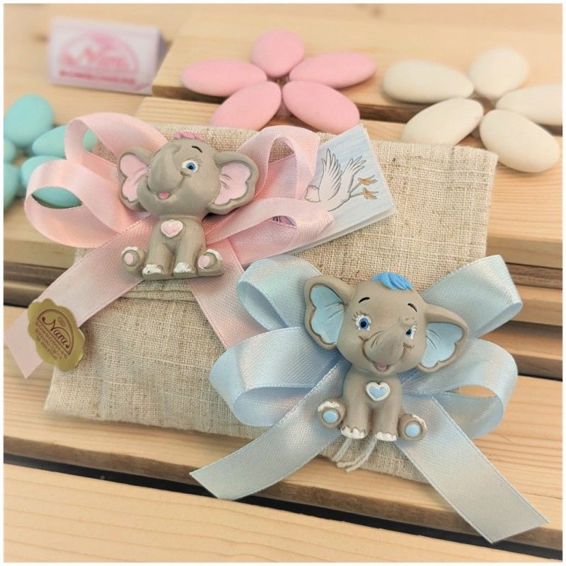 Bomboniere per Battesimo Gemelli calamite elefantin