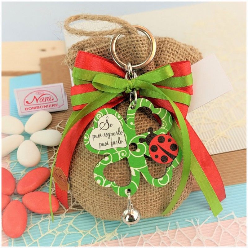 Bomboniere quadrifoglio con Coccinella
