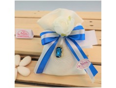 Sacchetto bomboniera con punto luce blu zaffiro