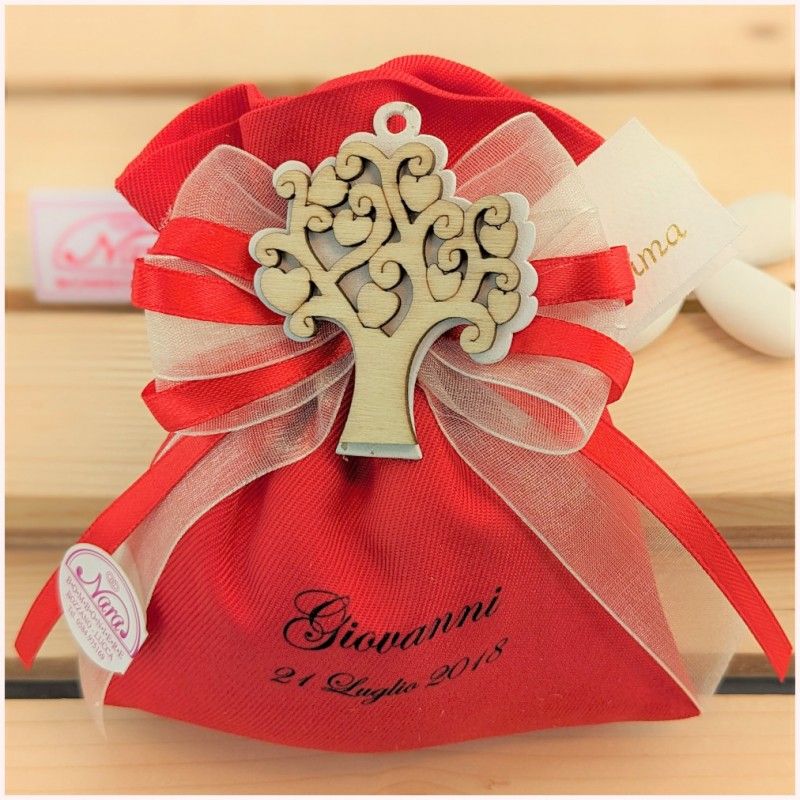 Bomboniere Cresima albero della vita su sacchetto personalizzato