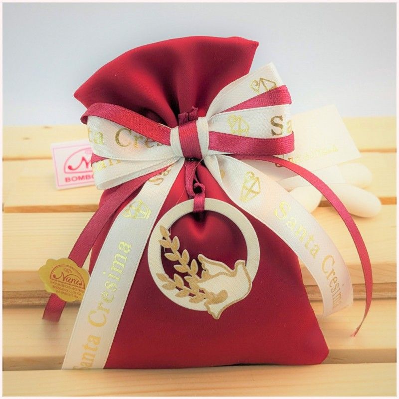 Bomboniere Cresima Bordeau con Colomba