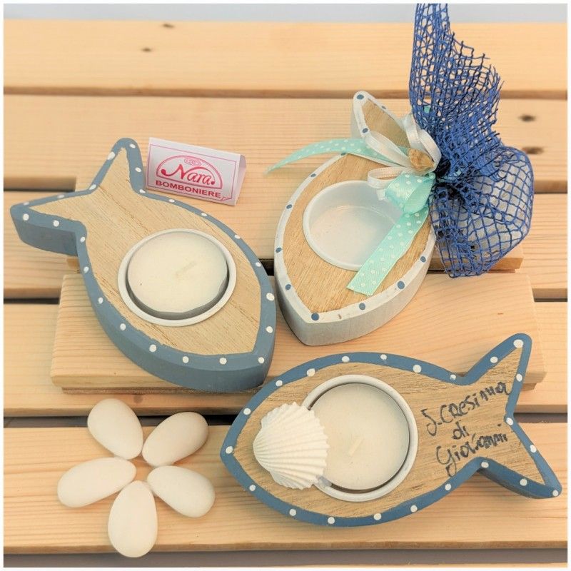 Bomboniere Cresima Tema mare porta candele pesce