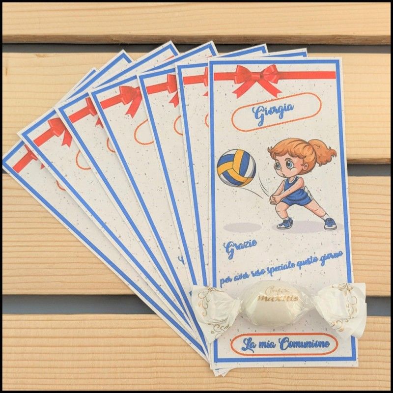 Segnaposti Comunione tema Pallavolo