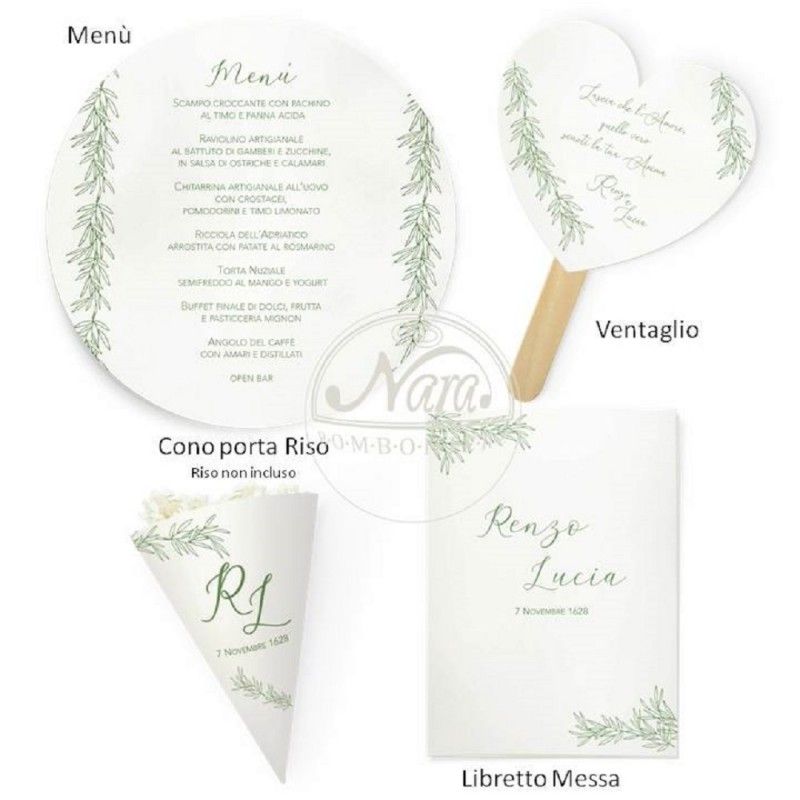 Partecipazioni Rustiche verdi con coordinati