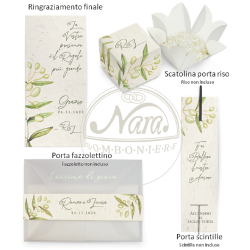 Partecipazioni ramoscello d'olivo con coordinati