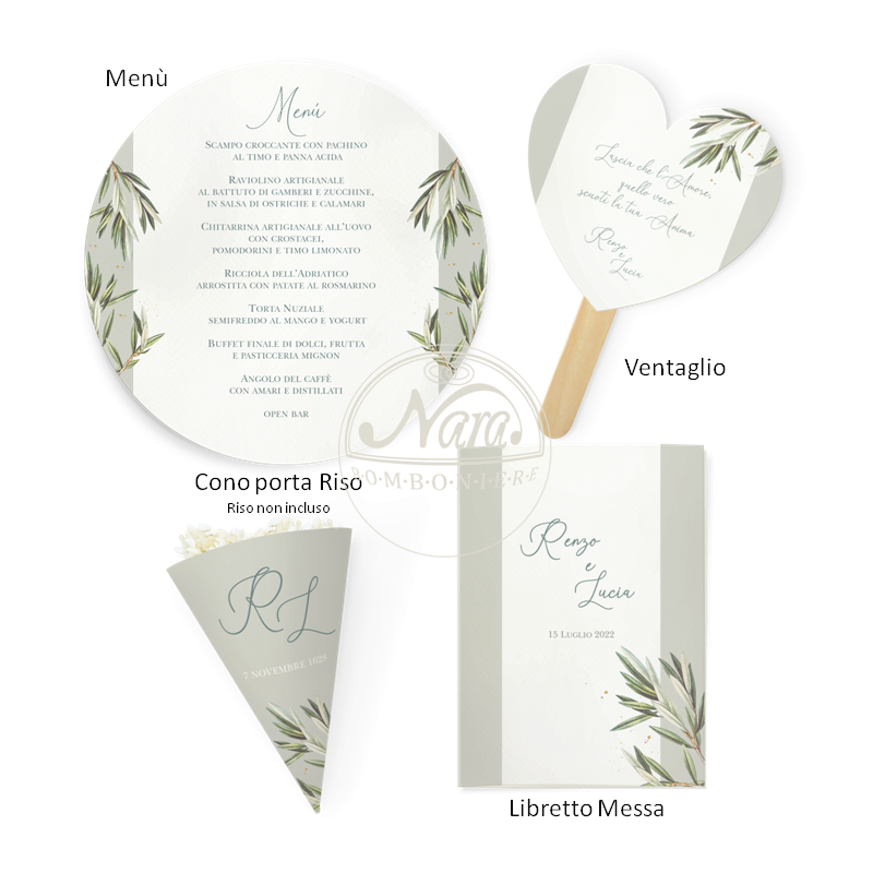Partecipazioni di Nozze tema olivo con coordinati