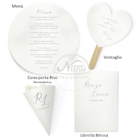 Partecipazioni da matrimonio in carta Kraft verde con coordinato
